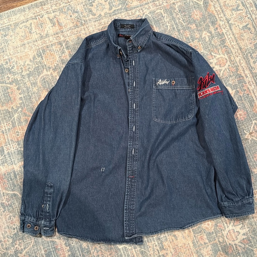 Vintage FUBU The Collection Jeans Wear Denim Button Up Shirt